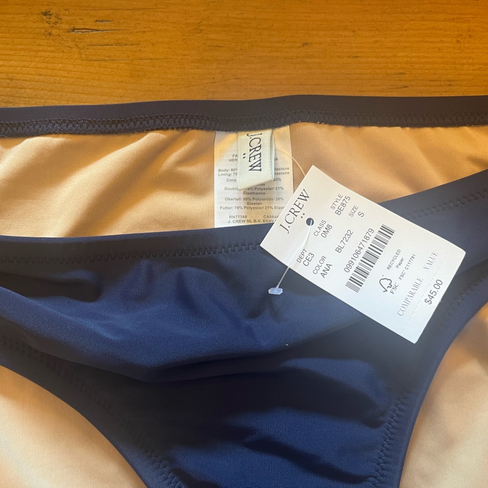 J. Crew navy swim bottoms- NWT- size small